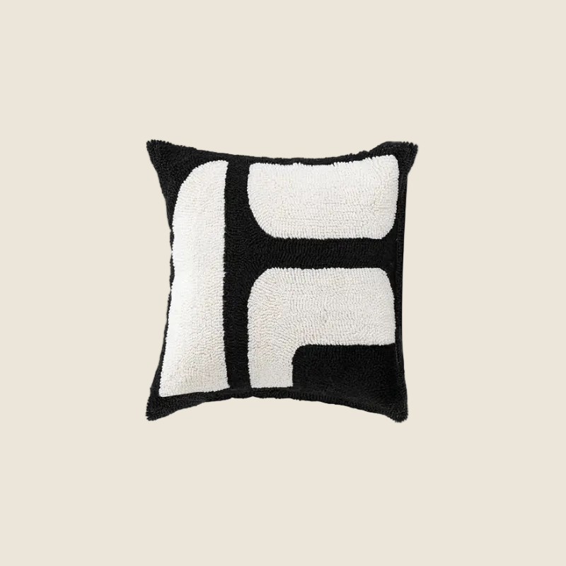 LaLuna Home Black & White Geometric Tufted Throw Pillow