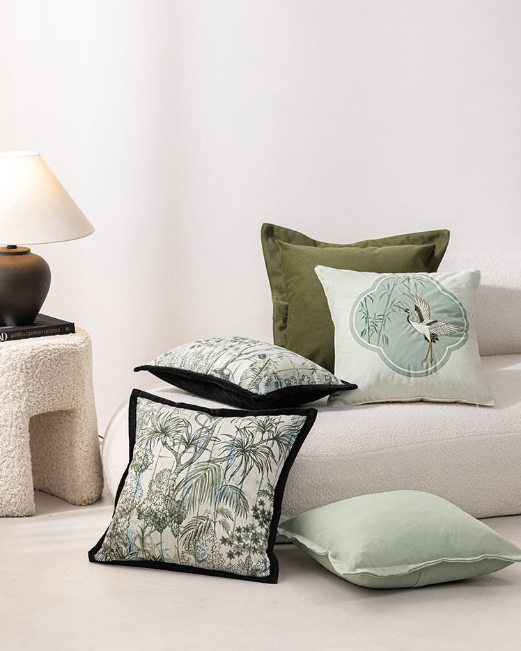 LaLuna Home Chinoiserie Forest Whisper  Jacquard Throw Pillow
