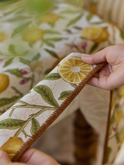 Chinoiserie Mid-Summer Lemon Pattern Round Tablecloth