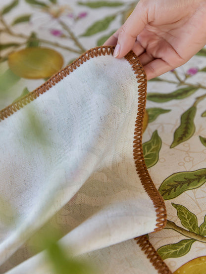 Chinoiserie Mid-Summer Lemon Pattern Round Tablecloth