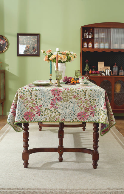 LaLuna Home Chunjiang Town Jacquard  Tablecloth with Shell Trim - Spring Town