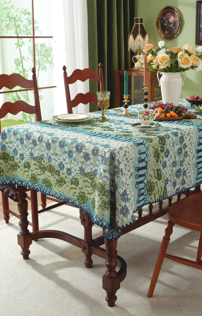 LaLuna Home Chunjiang Town Jacquard  Tablecloth with Shell Trim - Spring Tree