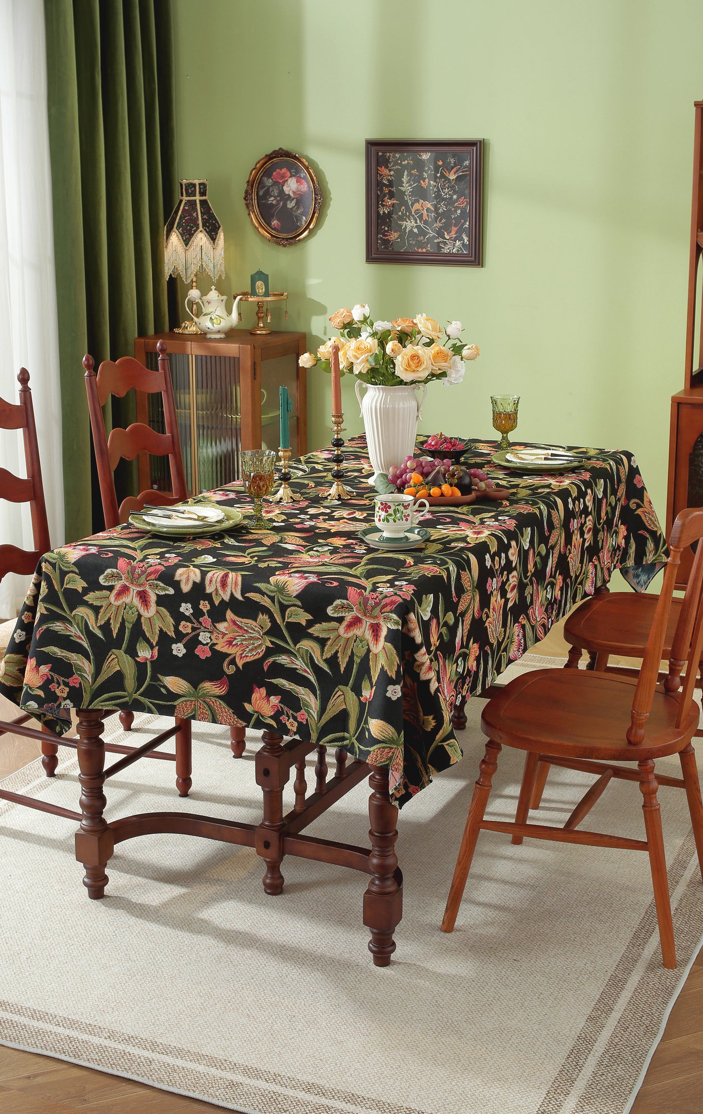 LaLuna Home Chunjiang Town Jacquard  Tablecloth - Dark Night