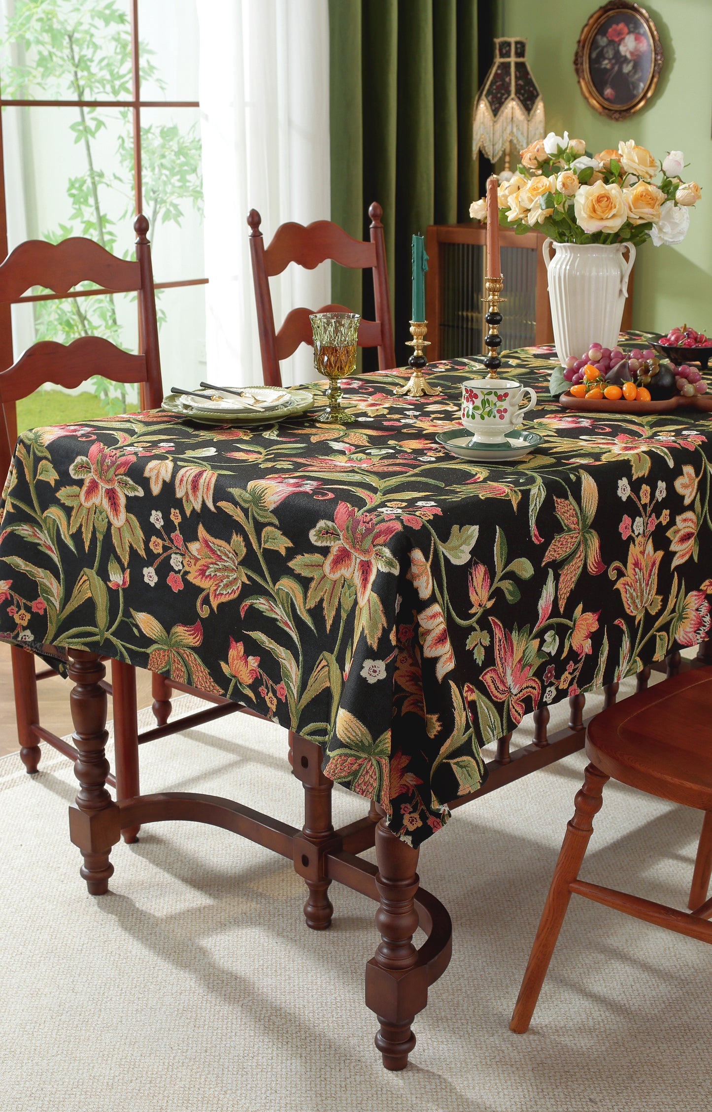 LaLuna Home Chunjiang Town Jacquard  Tablecloth - Dark Night