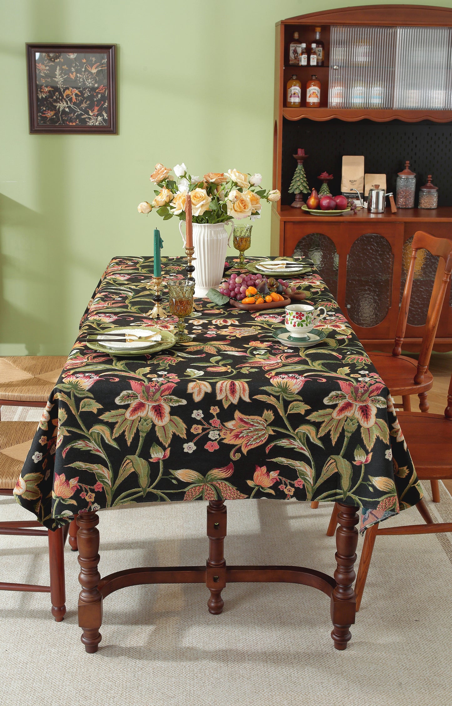LaLuna Home Chunjiang Town Jacquard  Tablecloth - Dark Night