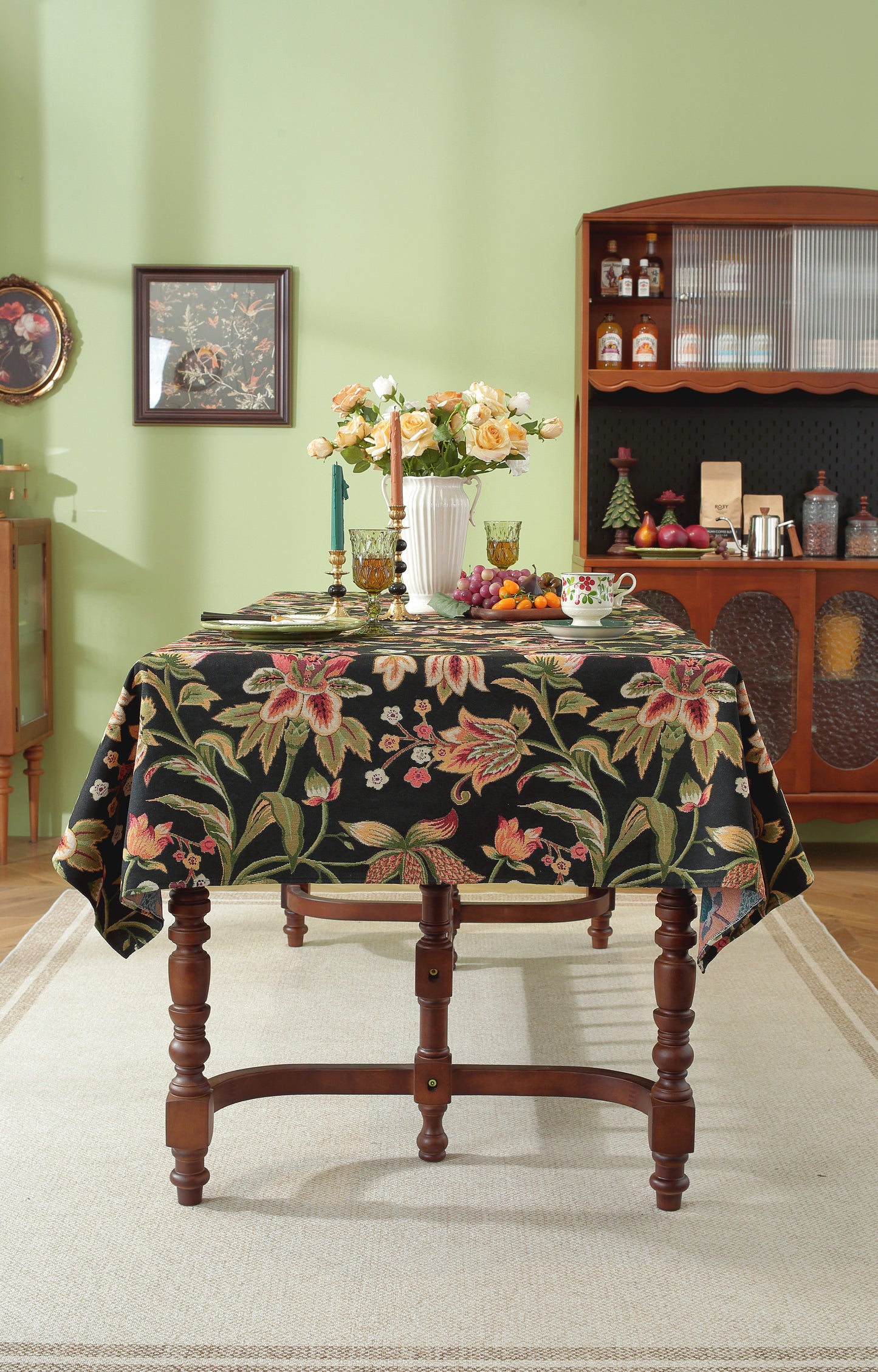 LaLuna Home Chunjiang Town Jacquard  Tablecloth - Dark Night