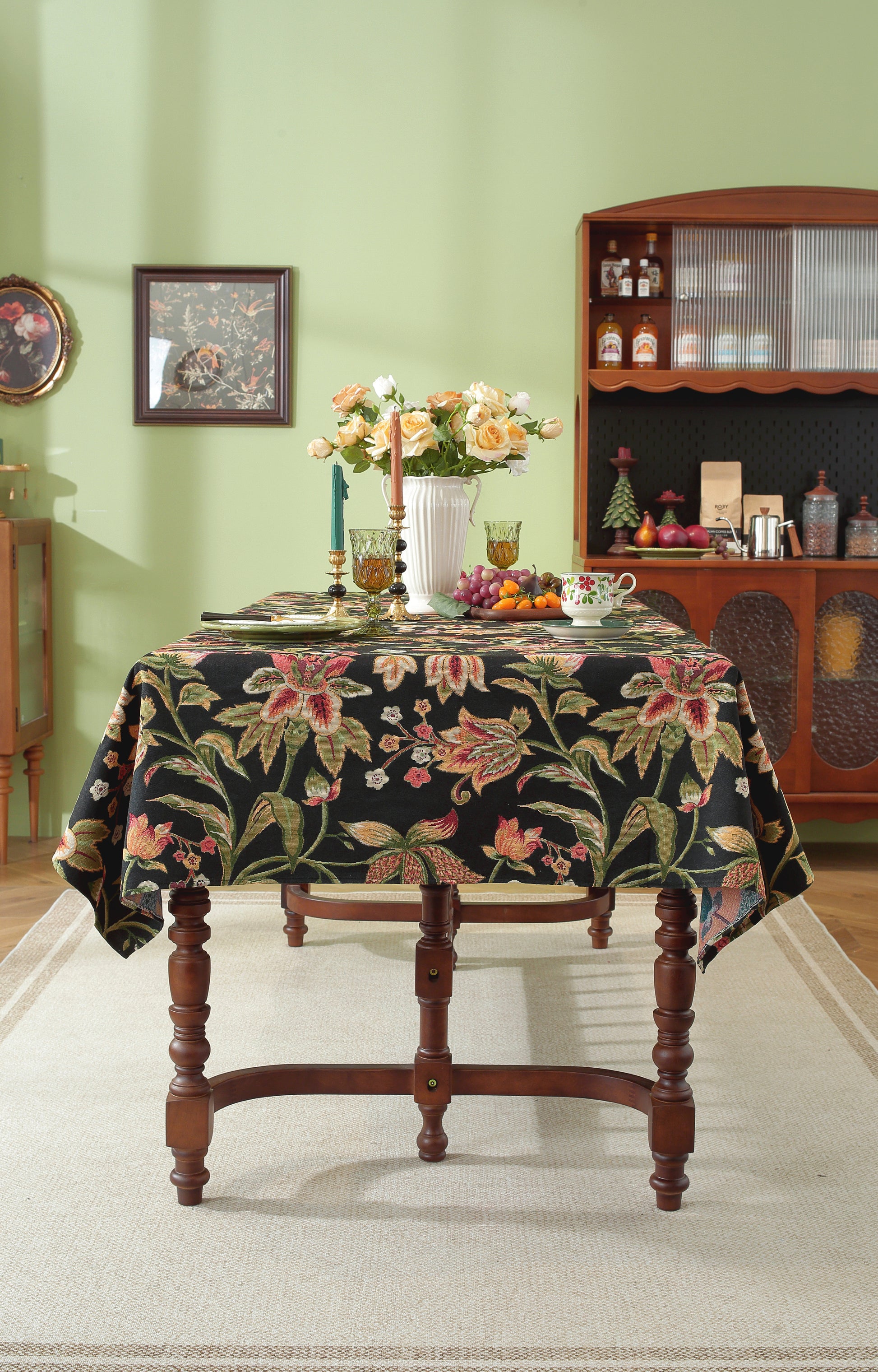 LaLuna Home Chunjiang Town Jacquard  Tablecloth - Dark Night
