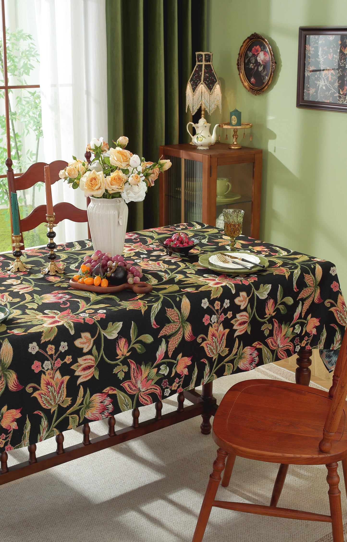 LaLuna Home Chunjiang Town Jacquard  Tablecloth - Dark Night
