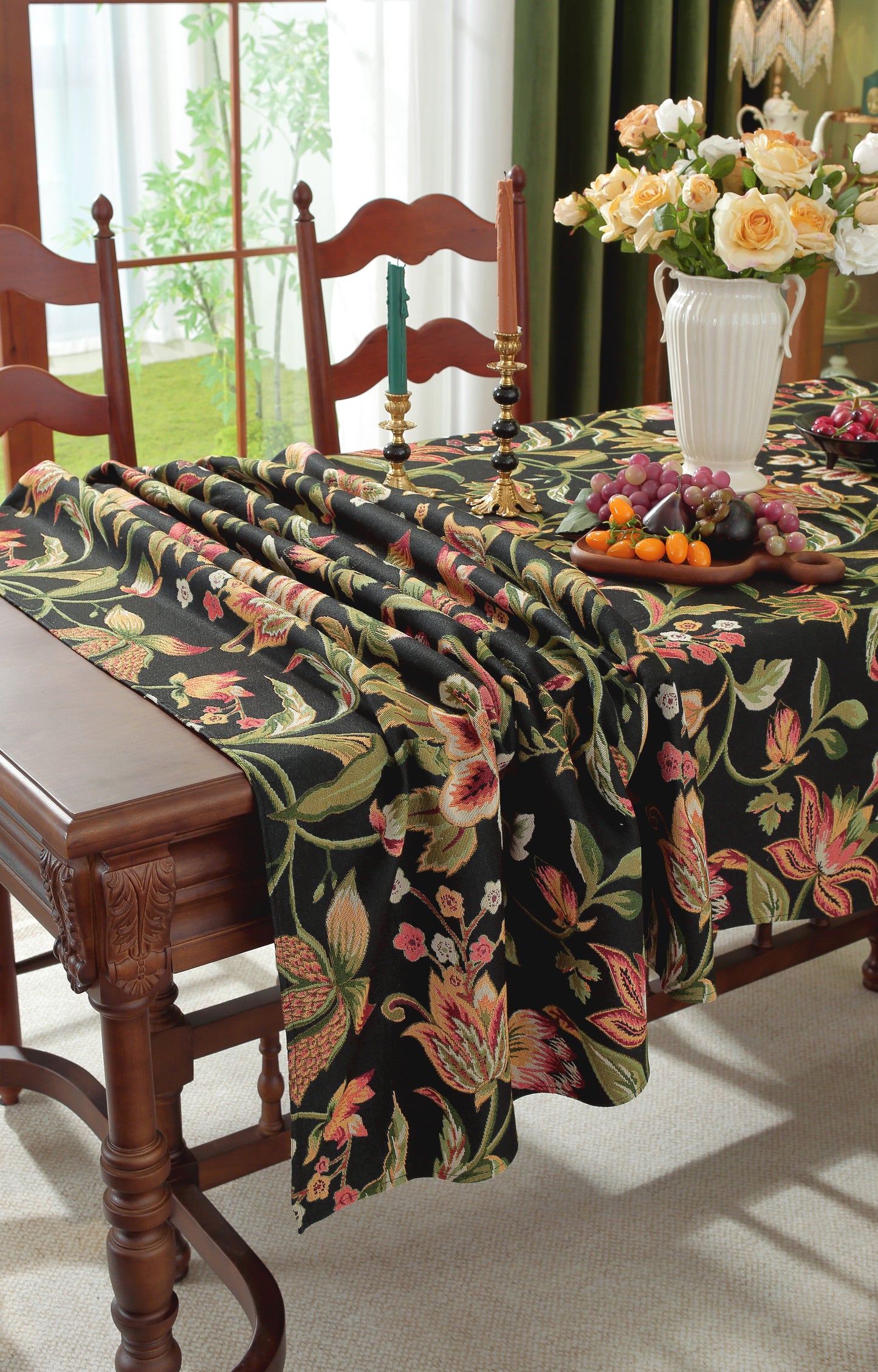 LaLuna Home Chunjiang Town Jacquard  Tablecloth - Dark Night