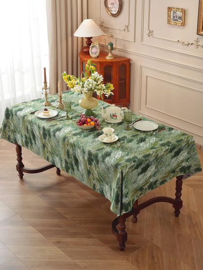 LaLuna Home Vintage Green Prairie Nature Abstract Jacquard Tablecloth
