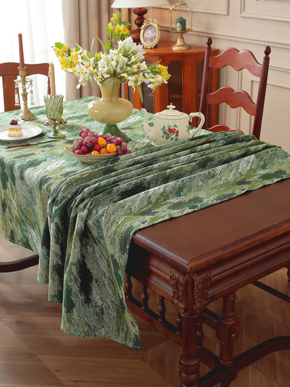 LaLuna Home Vintage Green Prairie Nature Abstract Jacquard Tablecloth