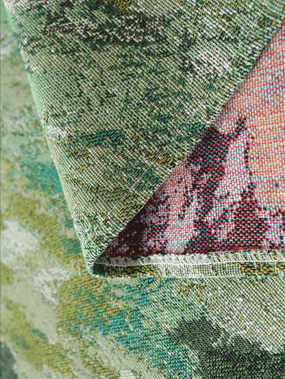 LaLuna Home Vintage Green Prairie Nature Abstract Jacquard Tablecloth
