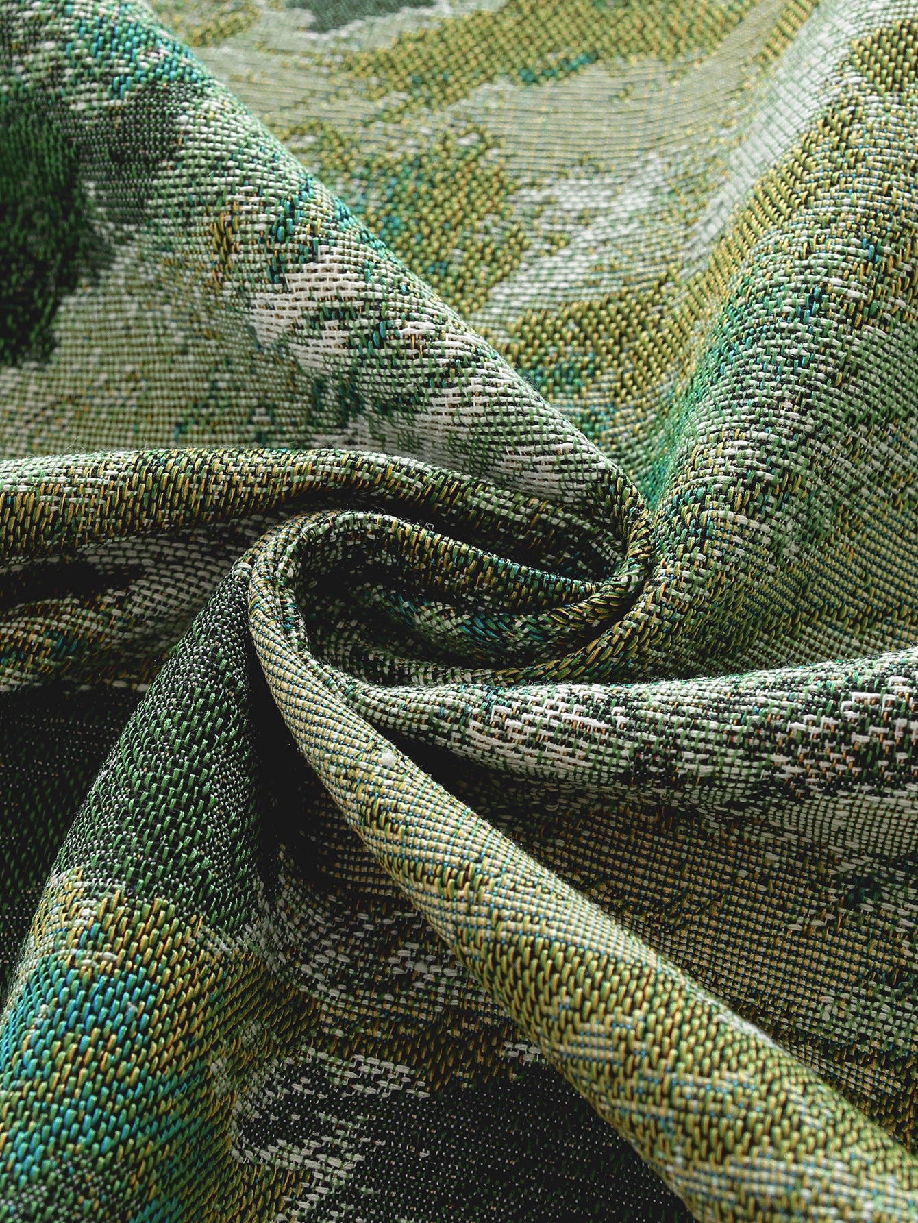 LaLuna Home Vintage Green Prairie Nature Abstract Jacquard Tablecloth