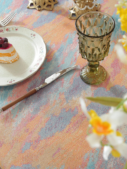LaLuna Home Vintage Tangerine Sea Nature Abstract Jacquard Tablecloth