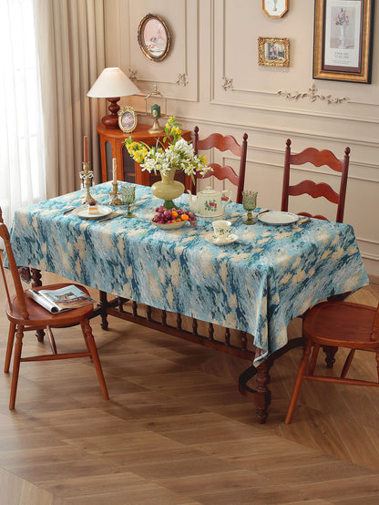 LaLuna Home Vintage Blue Sky Nature Abstract Jacquard Tablecloth