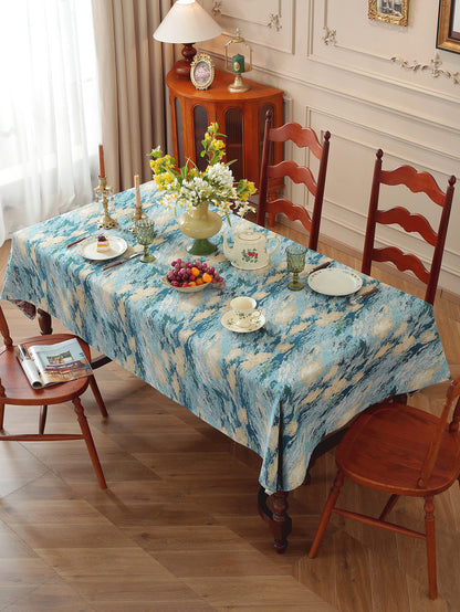 LaLuna Home Vintage Blue Sky Nature Abstract Jacquard Tablecloth