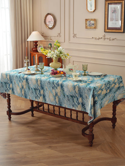 LaLuna Home Vintage Blue Sky Nature Abstract Jacquard Tablecloth