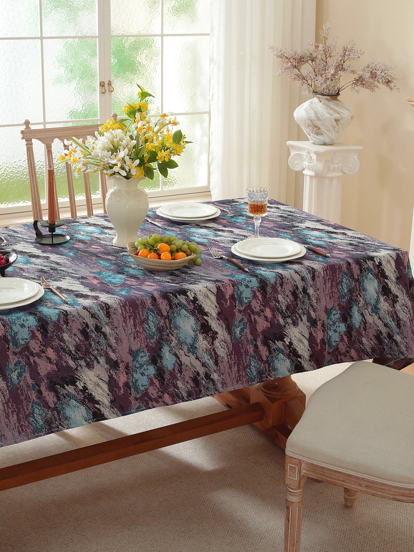 LaLuna Home Vintage Purple Haze Nature Abstract Jacquard Tablecloth