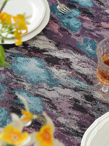 LaLuna Home Vintage Purple Haze Nature Abstract Jacquard Tablecloth