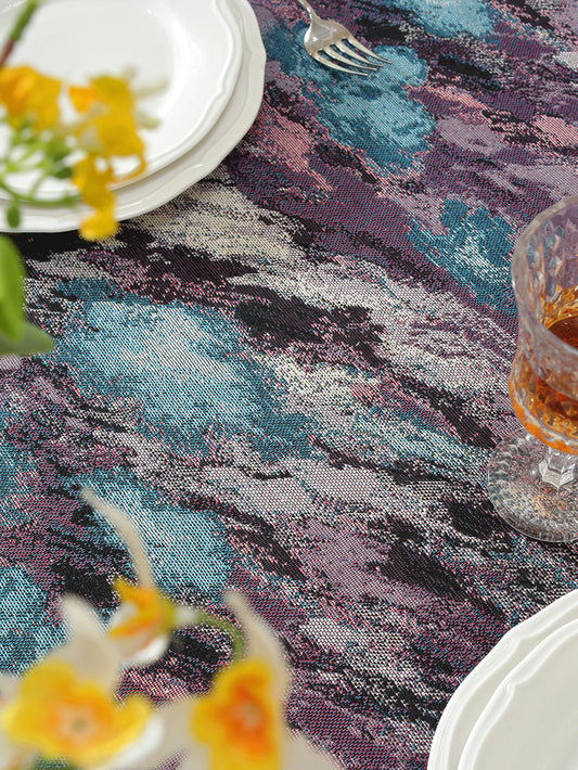 LaLuna Home Vintage Purple Haze Nature Abstract Jacquard Tablecloth