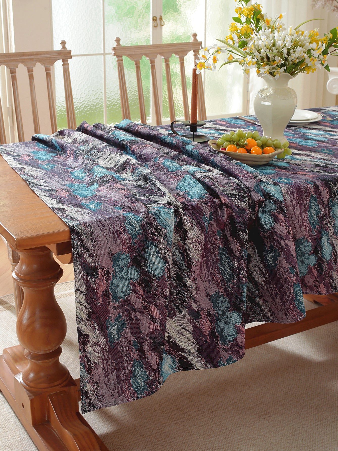 LaLuna Home Vintage Purple Haze Nature Abstract Jacquard Tablecloth