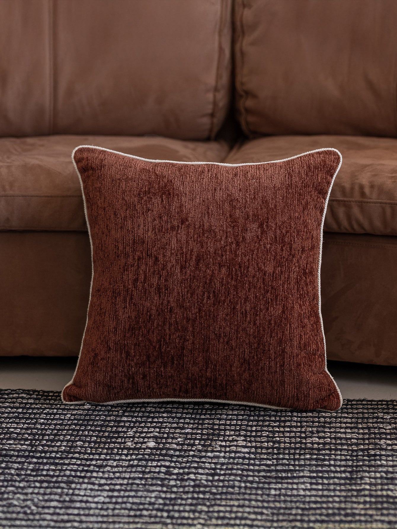 Chinoiserie Red Glaze Throw Pillow with Twisted Rope Trim