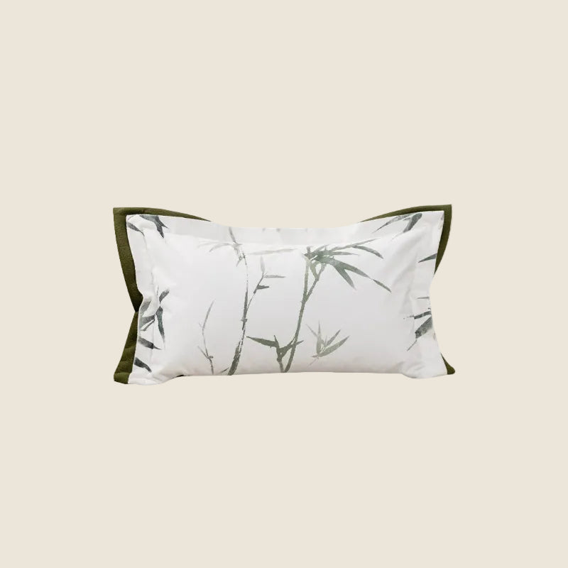 LaLuna Home Chinoiserie Green Bamboo Verse Velvet Throw Pillow