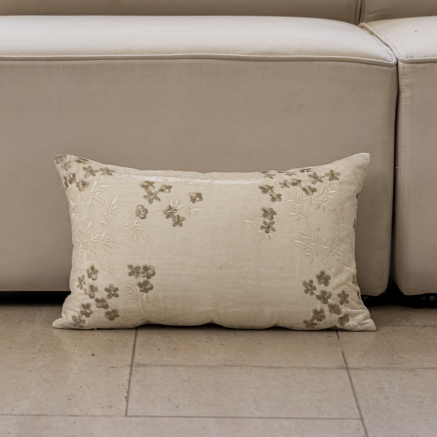 Chinoiserie Peach Blossom Lumbar Pillow