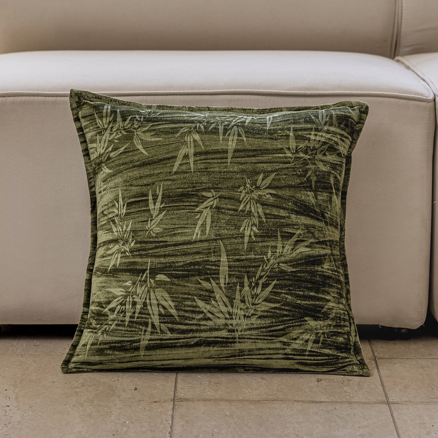 Chinoiserie Jade Bamboo Charm Throw Pillow