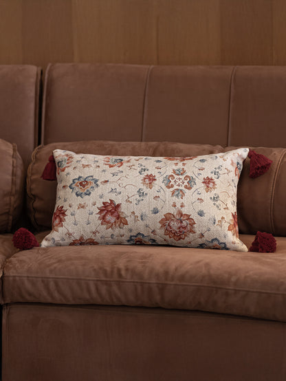 Chinoiserie Crimson Lotus Lumbar Throw Pillow