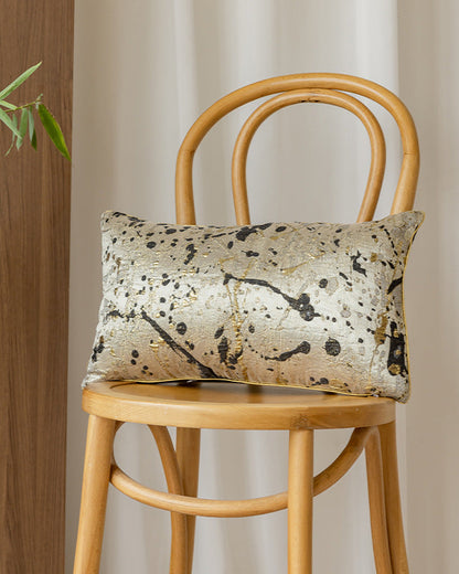 LaLuna Home Chinoiserie Ink-Splash & Gilded  Jacquard Throw Pillow for Sofa & Bed Decor