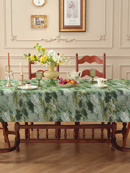 LaLuna Home Vintage Green Prairie Nature Abstract Jacquard Tablecloth