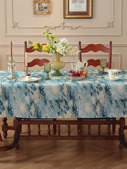 LaLuna Home Vintage Blue Sky Nature Abstract Jacquard Tablecloth