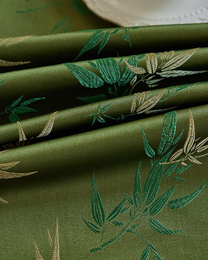 LaLuna Home Chinoiserie  Bamboo Embroidered Tablecloth with Tassels 140*200cm / 55*78in