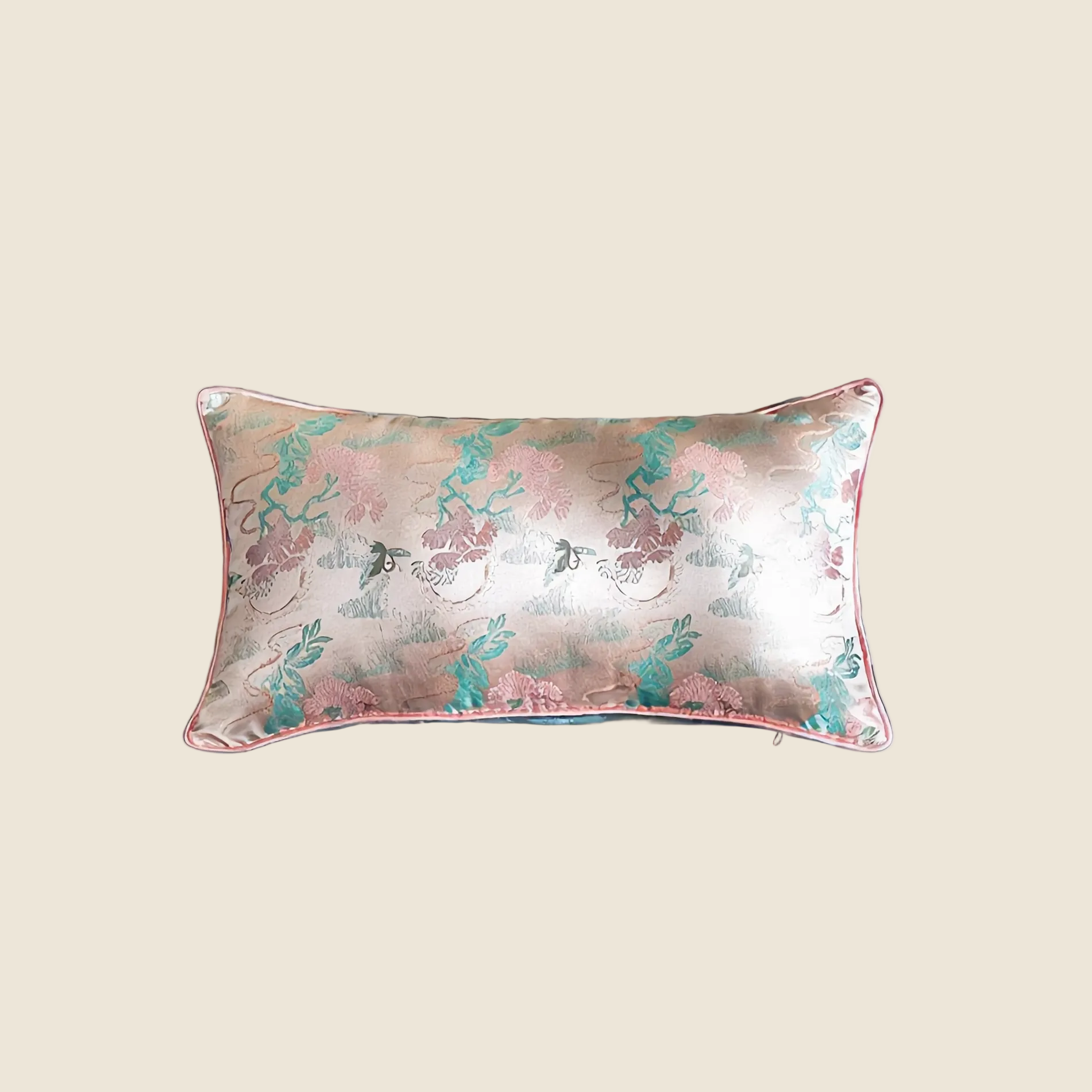 LaLuna Home Chinoiserie  Pine-Crane Pattern Throw Pillow for Sofa & Bed Decor