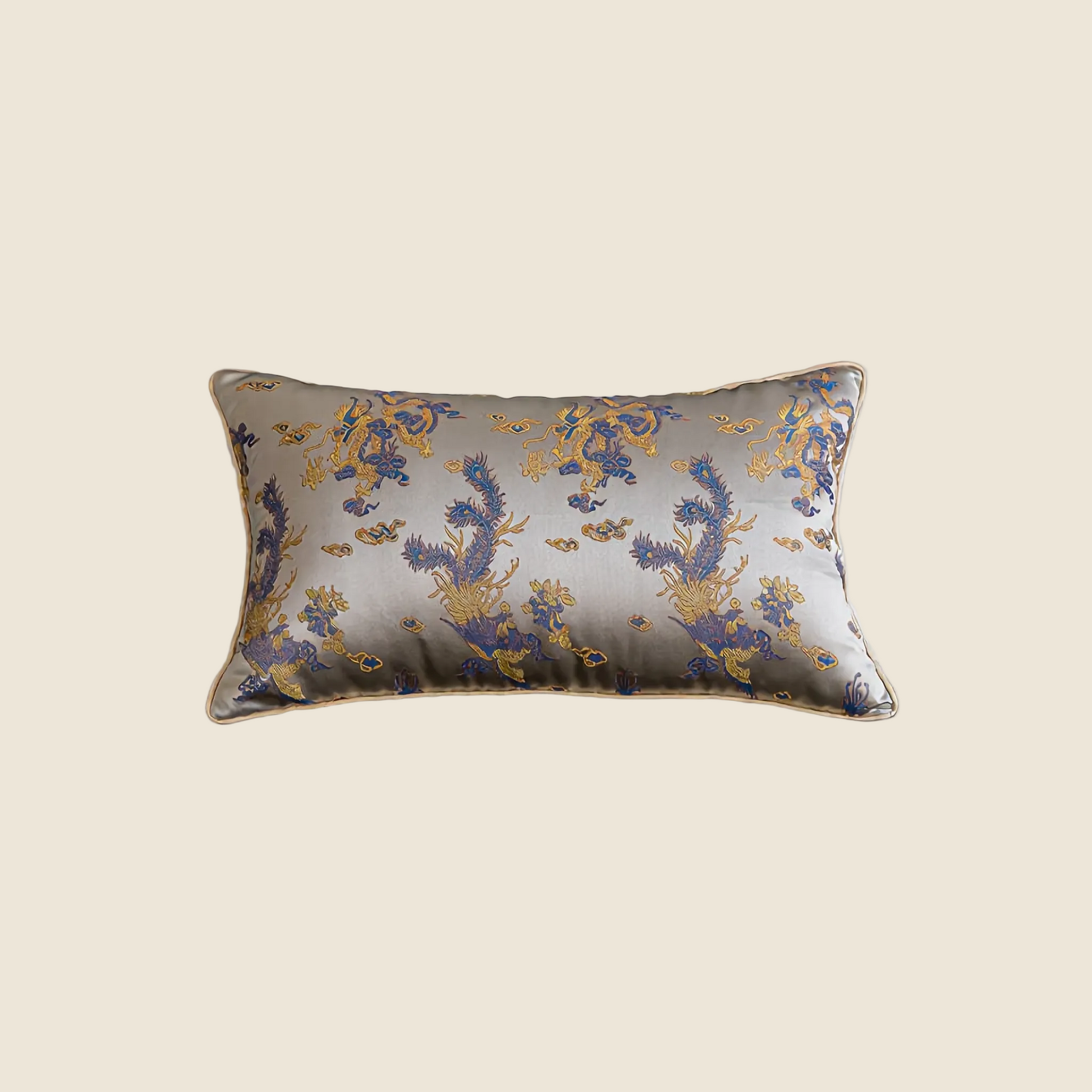 LaLuna Home Chinoiserie  Loong Feng  Pattern Jacquard Throw Pillow