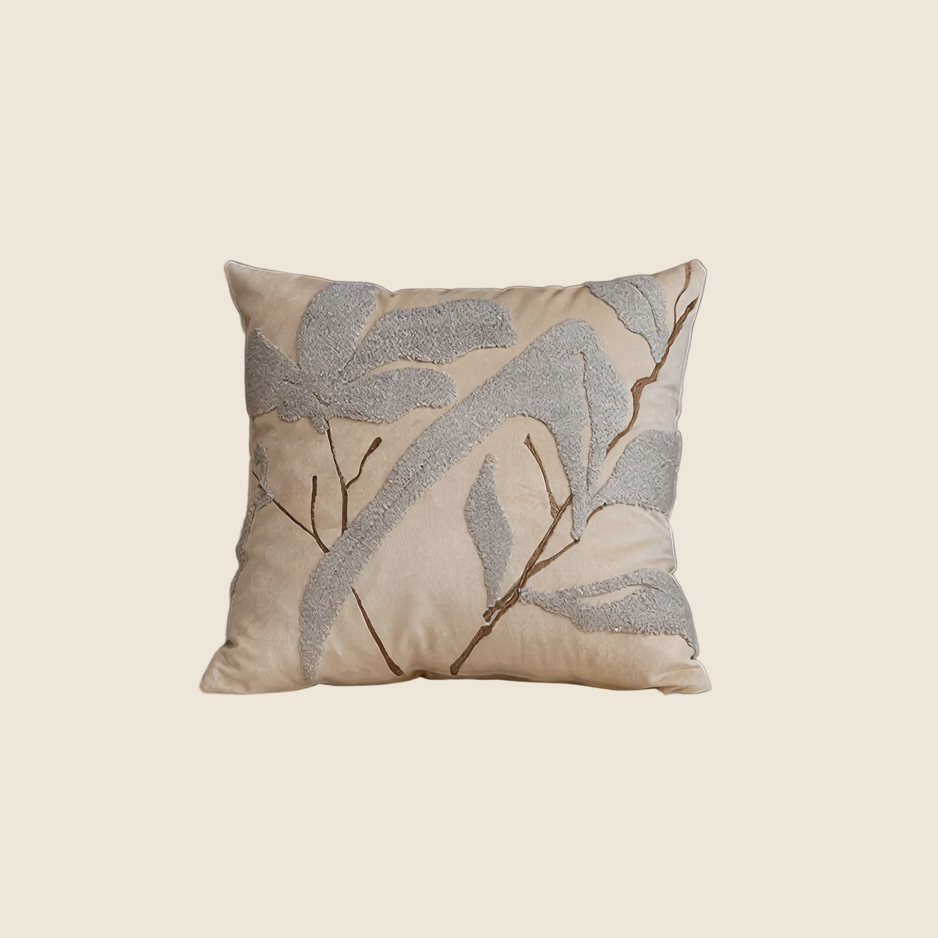 LaLuna Home Chinoiserie Floral Embroidered Velvet Throw Pillow