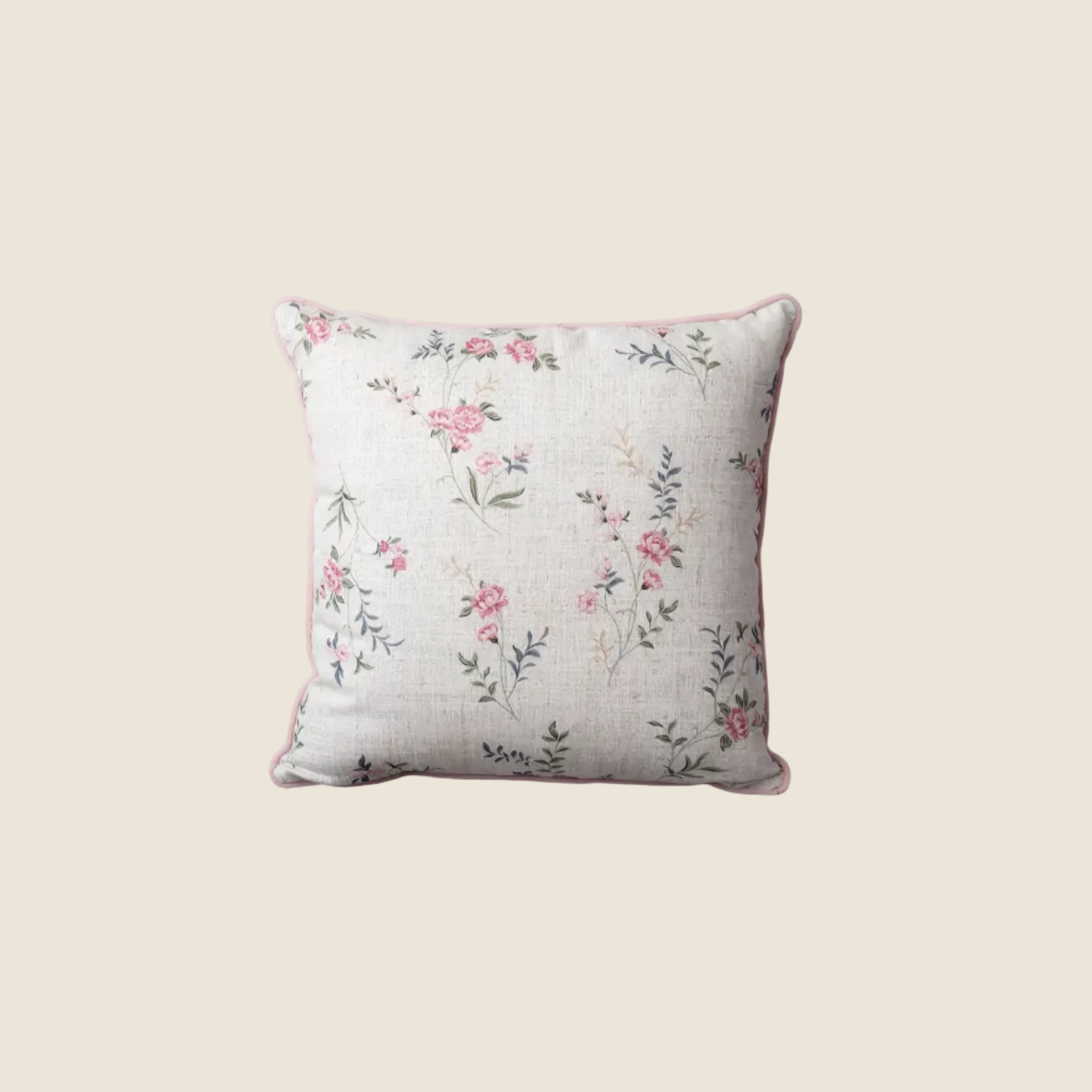 LaLuna Home Blush Floral Linen Throw Pillow