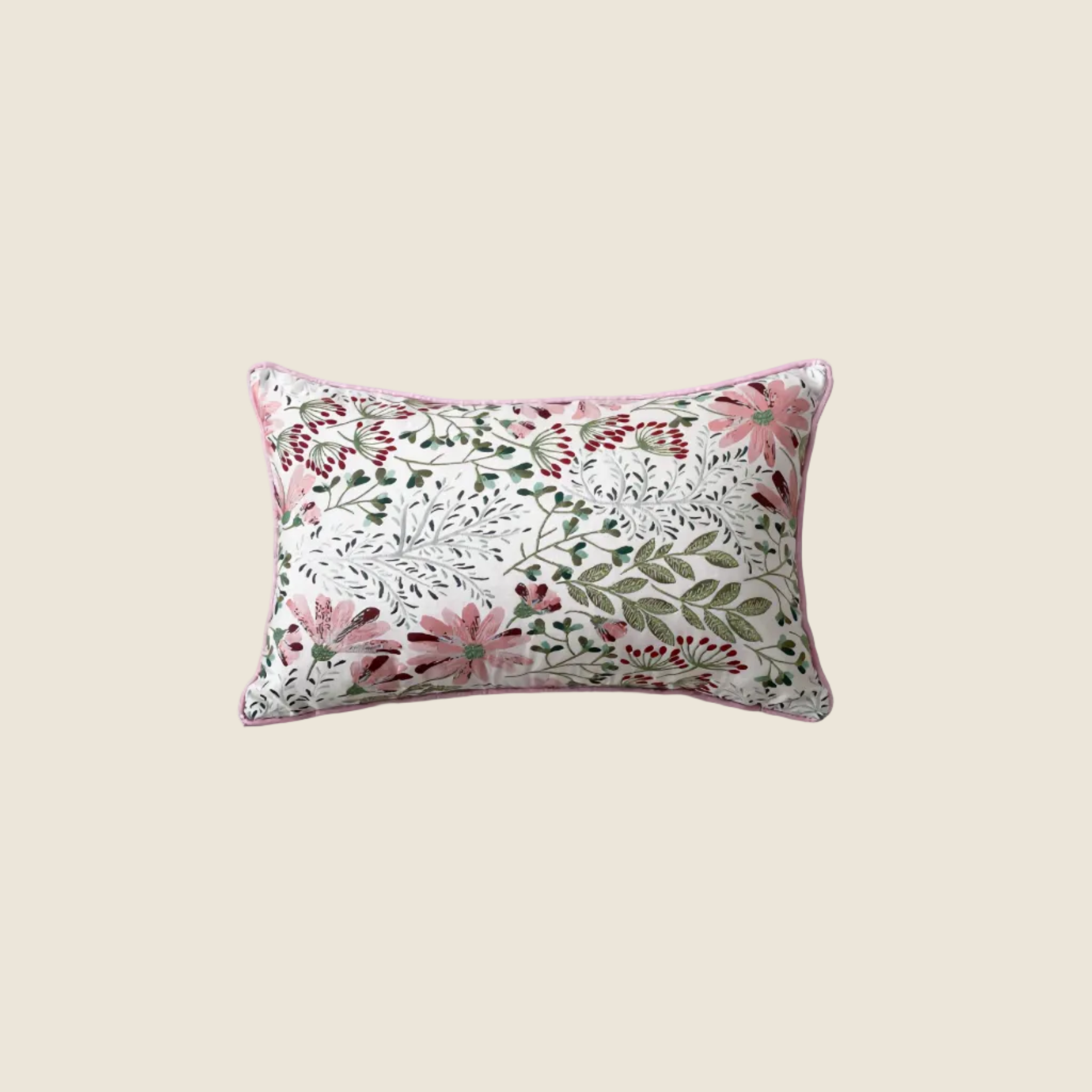 LaLuna Home Romantic Spring Floral Jacquard Silk Throw Pillow
