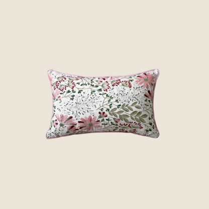 LaLuna Home Romantic Spring Floral Jacquard Silk Throw Pillow
