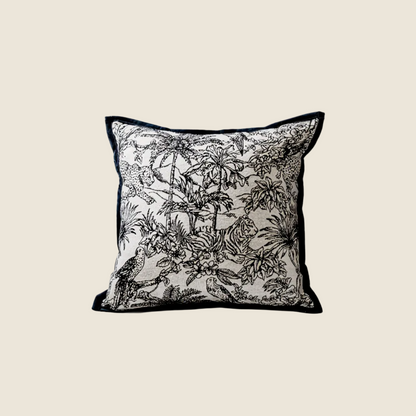 LaLuna Home Monochrome Jungle Floral & Animal Jacquard Throw Pillow