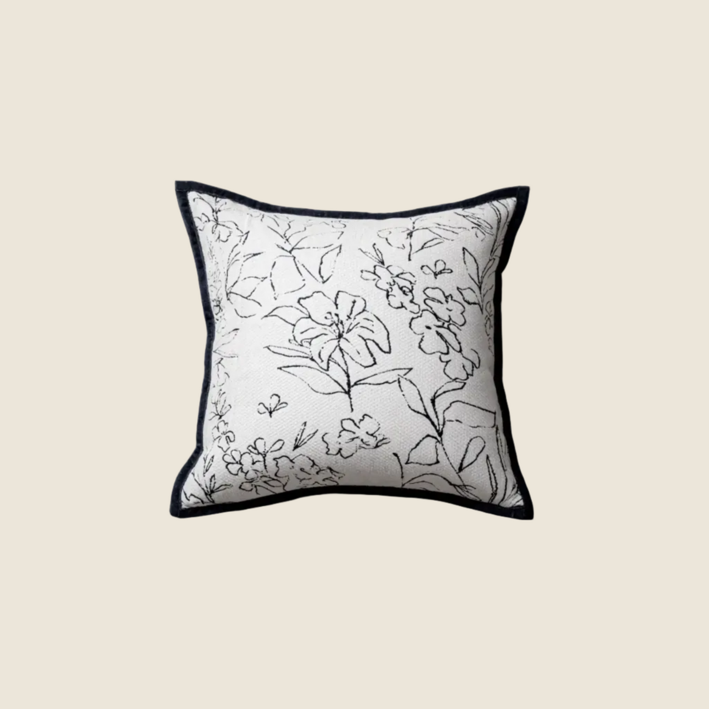 LaLuna Home Monochrome Floral Jacquard Throw Pillow