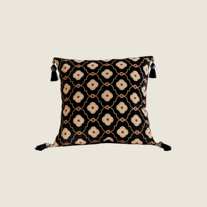 Chinoiserie Midnight Plum Throw Pillow with Tassels