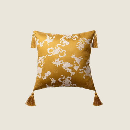 Chinoiserie Fulu Mantang Golden Jacquard Throw Pillow