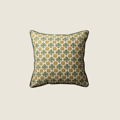 Chinoiserie Green Shadow Geometric Floral Pattern Throw Pillow