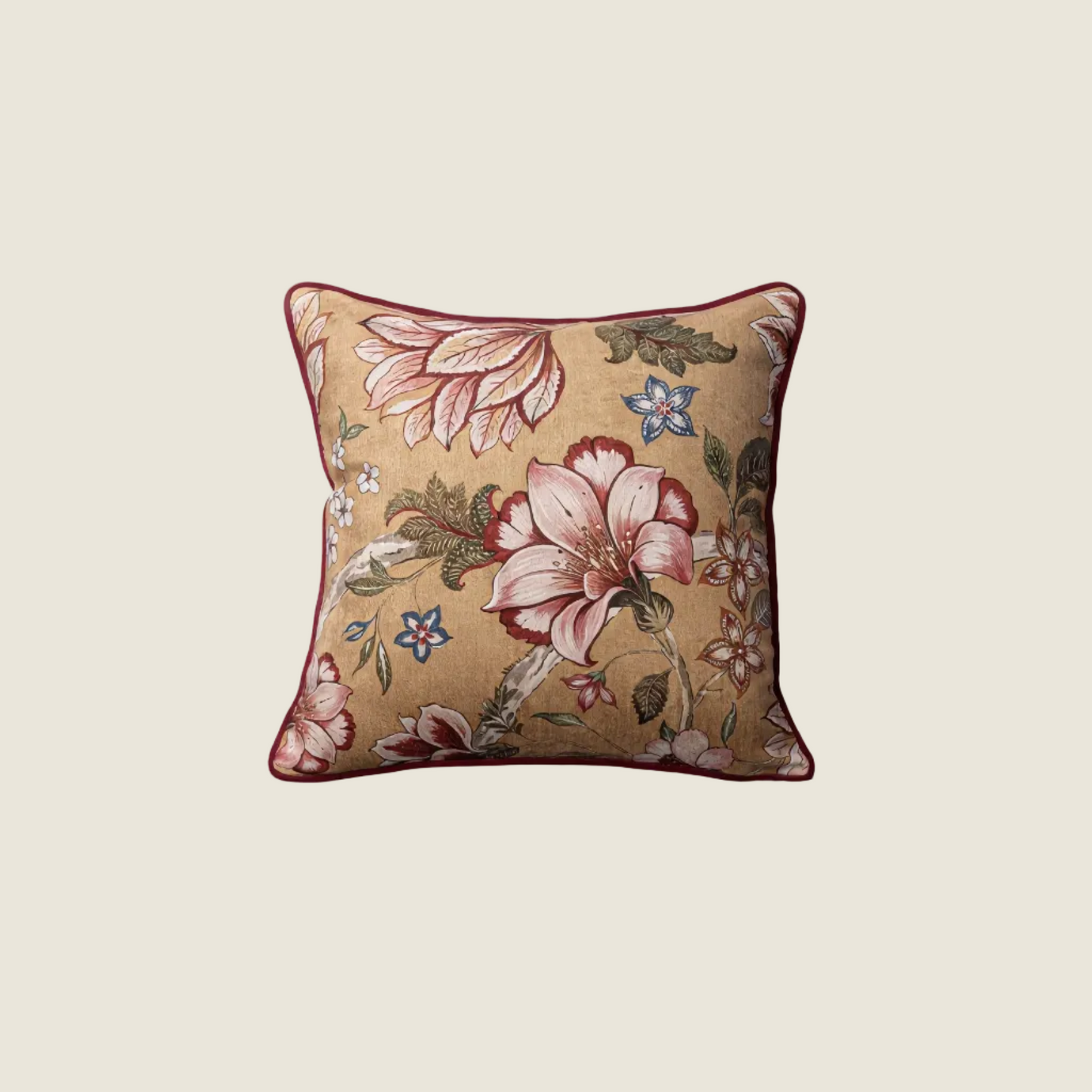 Chinoiserie Crimson Lotus Throw Pillow