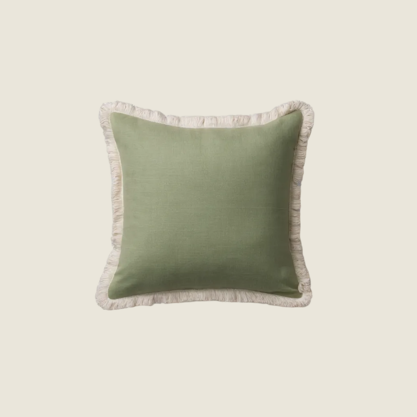 Chinoiserie Green Lotus Serenity Throw Pillow with Tassel Trim