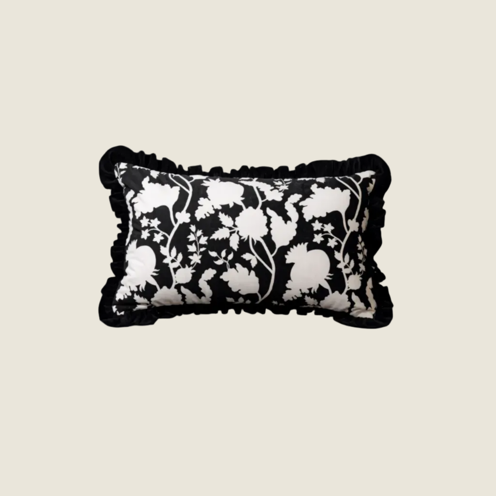 Kerman Pomegranate Bloom Lumbar Pillow with Ruffle Trim